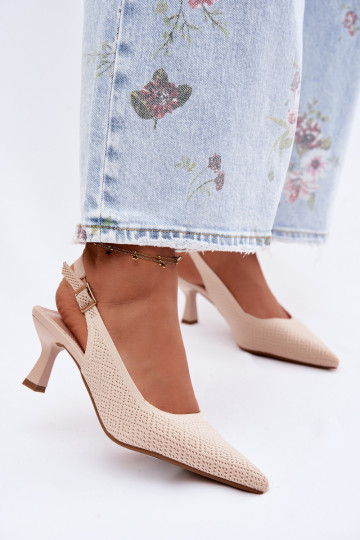  Sandali col tacco alto beige Delessa 2