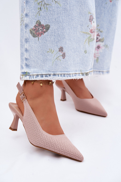 Sandali con tacco alto color rosa Delessa