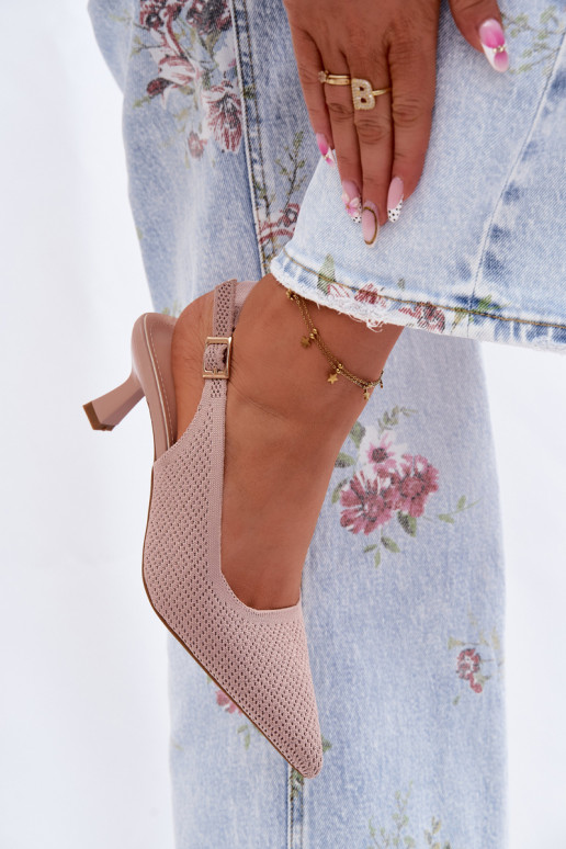 Sandali con tacco alto color rosa Delessa