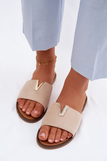 Pantofole da donna con dettagli decorativi color sabbia Nelmira