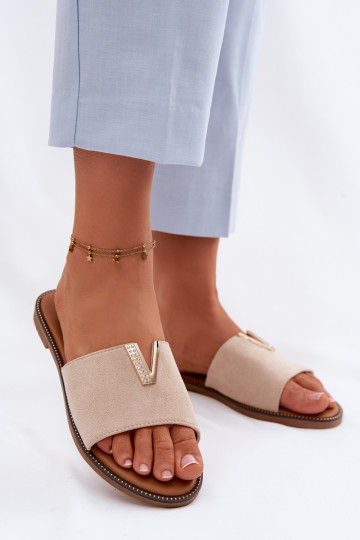 Pantofole da donna con dettagli decorativi color sabbia Nelmira 2