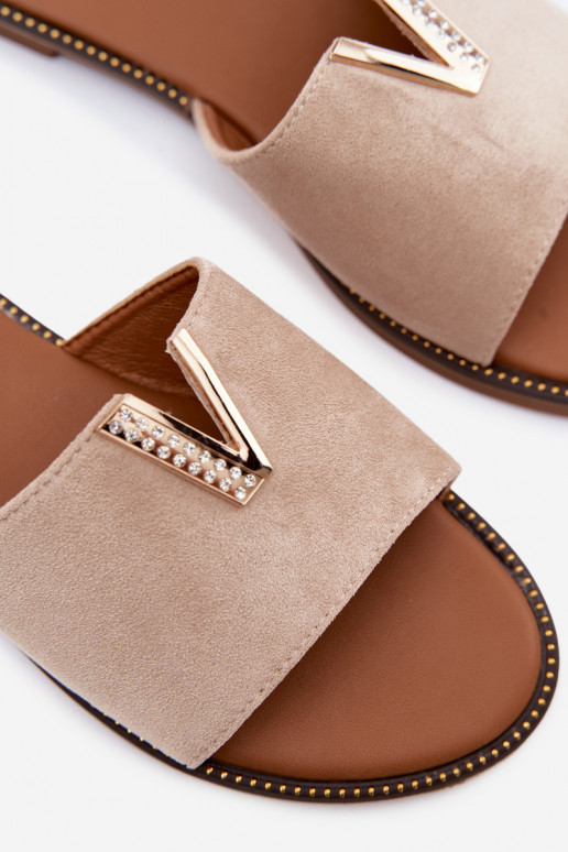 Pantofole Appartamento delle donne Con decorazioni Detalem V beige Nelmira
