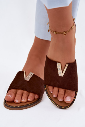 Pantofole Appartamento delle donne Con decorazioni Detalem V CzekoladoAe Nelmira