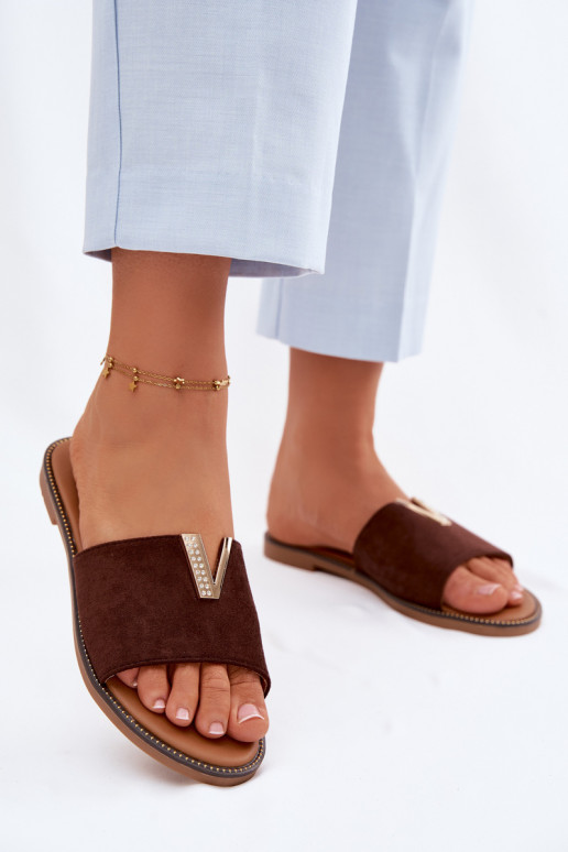 Pantofole Appartamento delle donne Con decorazioni Detalem V CzekoladoAe Nelmira