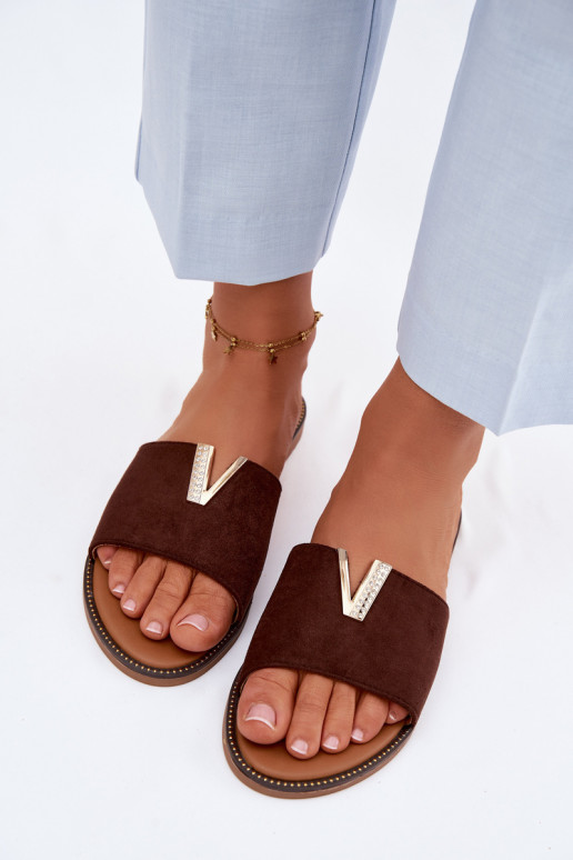 Pantofole Appartamento delle donne Con decorazioni Detalem V CzekoladoAe Nelmira