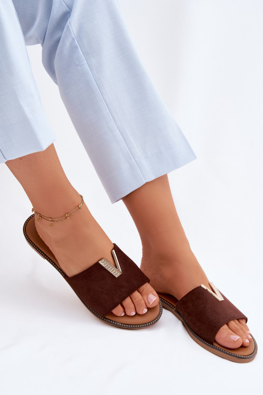 Pantofole Appartamento delle donne Con decorazioni Detalem V CzekoladoAe Nelmira