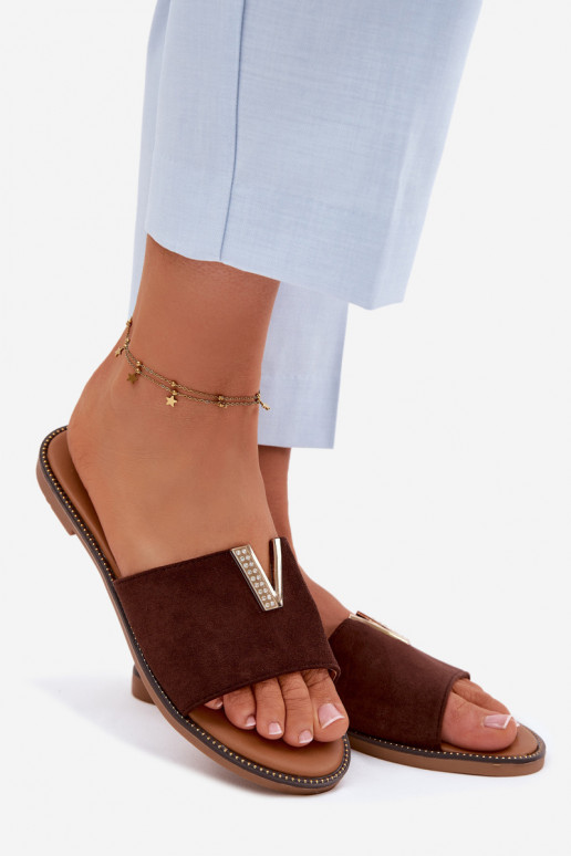 Pantofole Appartamento delle donne Con decorazioni Detalem V CzekoladoAe Nelmira