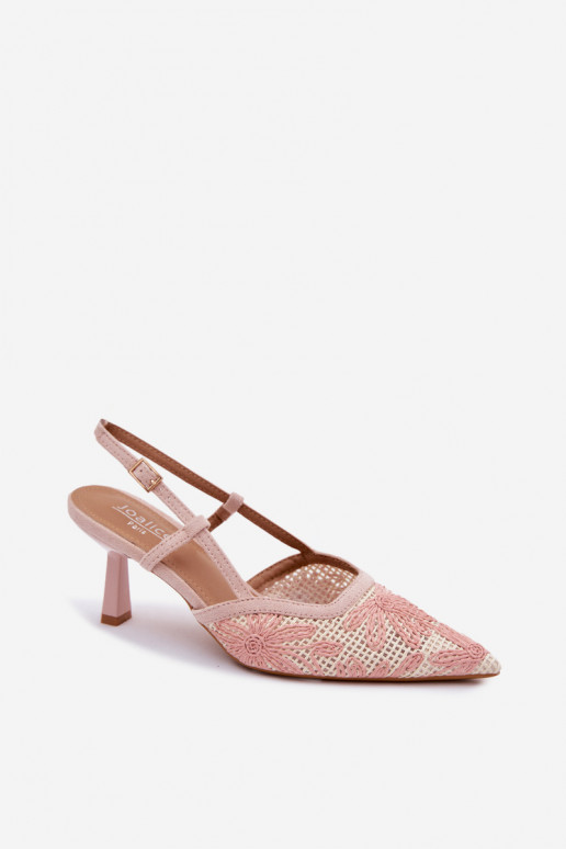 Sandali con tacco alto con fiori color rosa Kelmira