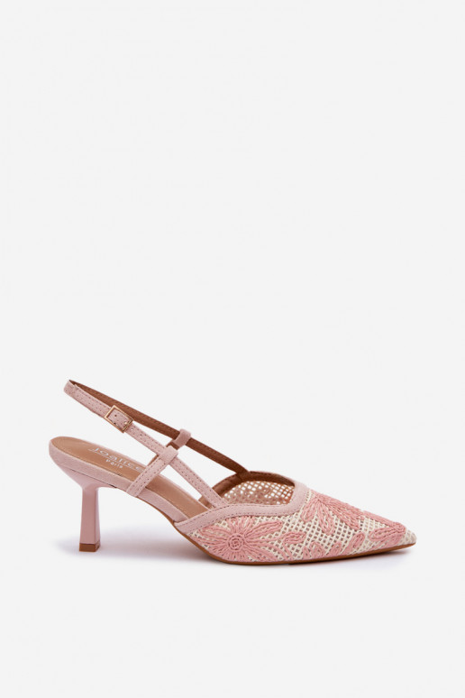 Sandali con tacco alto con fiori color rosa Kelmira