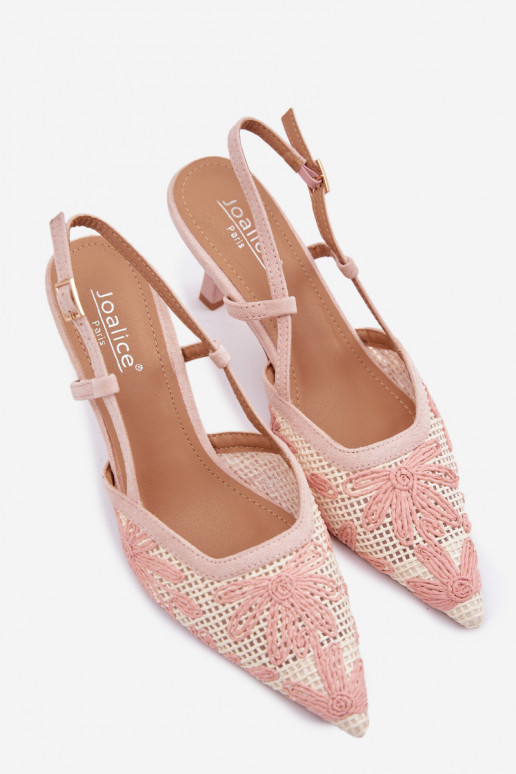 Sandali con tacco alto con fiori color rosa Kelmira