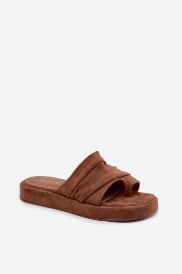 Pantofole da donna marroni con rouches Gelmira 2