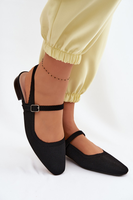  sandali Ballerine Femminile con cinghie colore nero Selrene