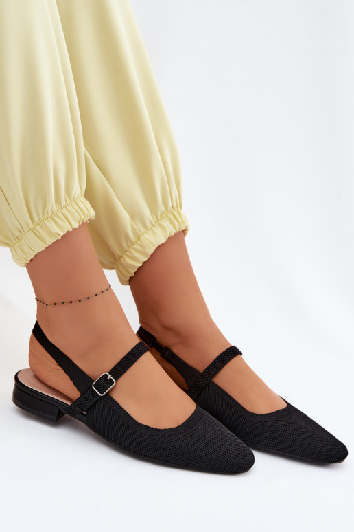  sandali Ballerine Femminile con cinghie colore nero Selrene