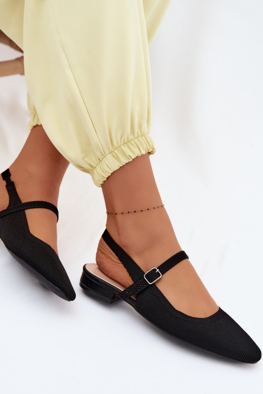  sandali Ballerine Femminile con cinghie colore nero Selrene