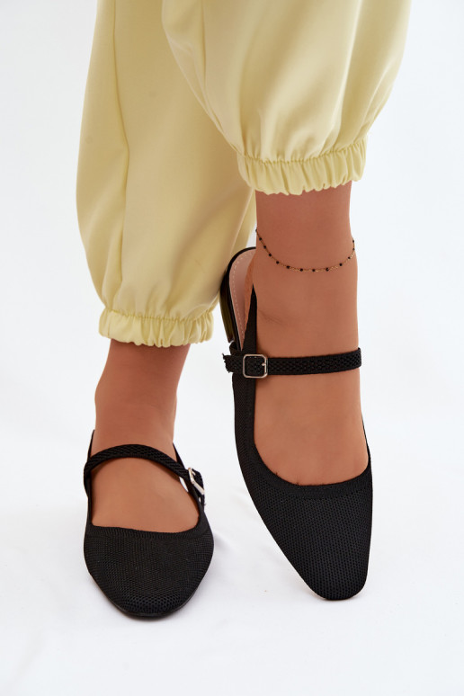  sandali Ballerine Femminile con cinghie colore nero Selrene