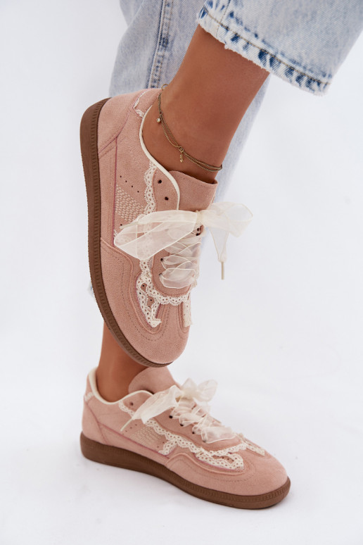 Scarpe modello sneakers Femminile con pizzo colore rosa Ilrene