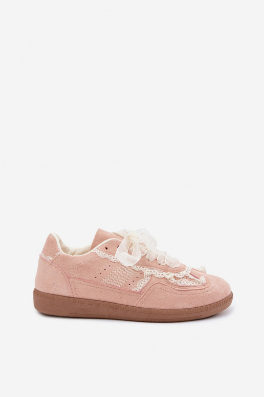 Scarpe modello sneakers Femminile con pizzo colore rosa Ilrene