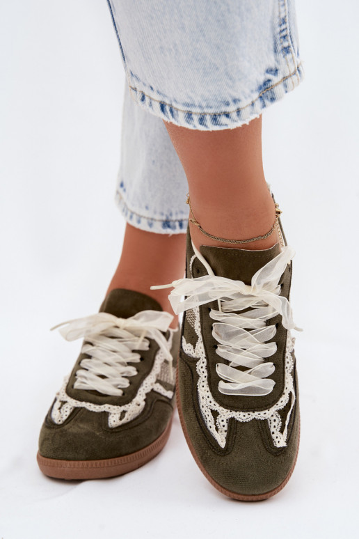 Scarpe modello sneakers Femminile con pizzo colore verde Ilrene