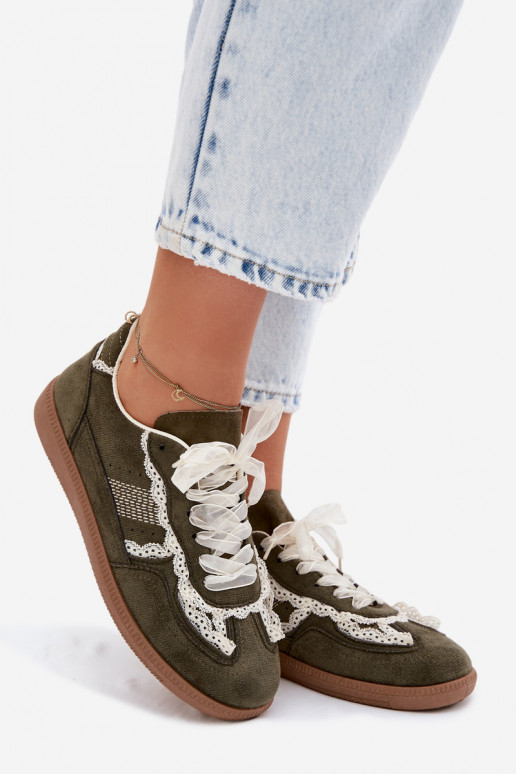 Scarpe modello sneakers Femminile con pizzo colore verde Ilrene