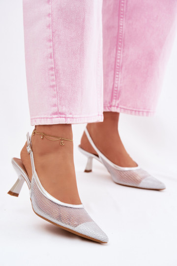 griglia sandali Abilitato Smukłym Obcasie color argento Calora 2