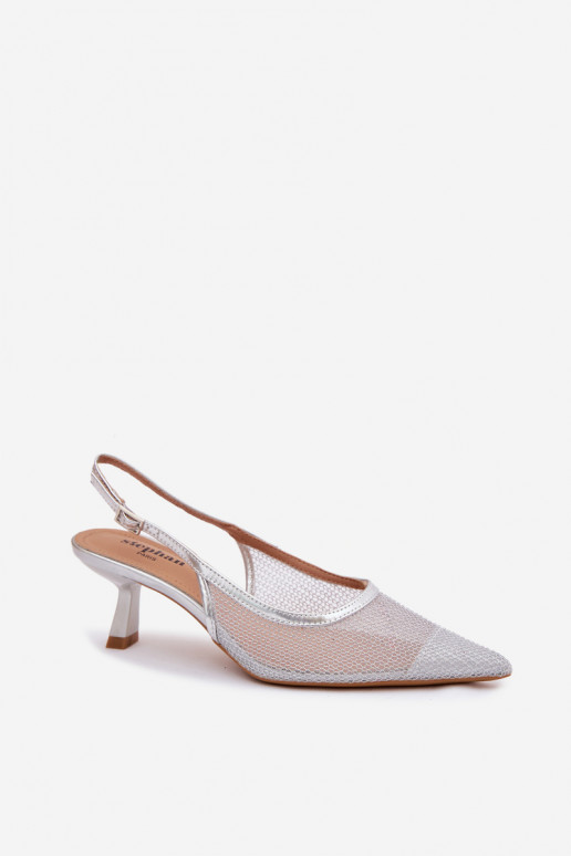 griglia sandali Abilitato Smukłym Obcasie color argento Calora