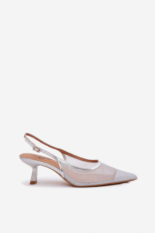 griglia sandali Abilitato Smukłym Obcasie color argento Calora