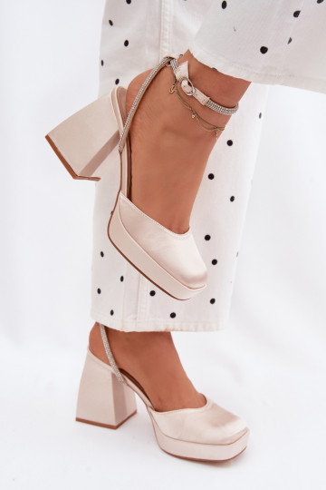 Sandali da donna Su tacchi enormi Typu Słupek Pasek con gli occhi scintillanti colore dorato Seraphina