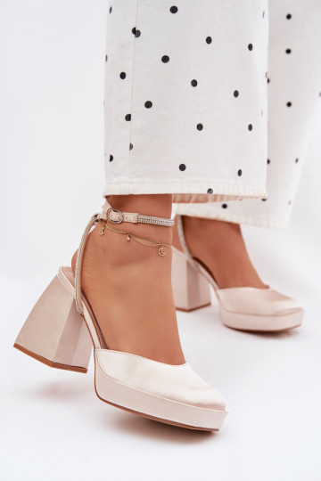 Sandali da donna Su tacchi enormi Typu Słupek Pasek con gli occhi scintillanti colore dorato Seraphina 2