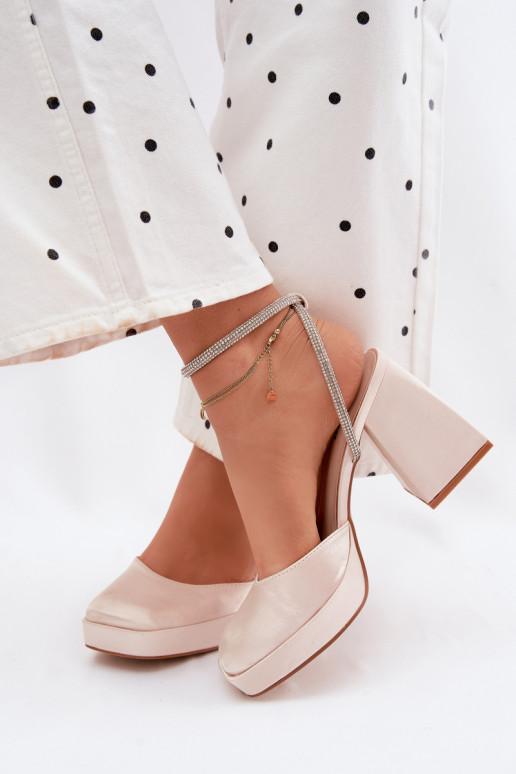 Sandali da donna Su tacchi enormi Typu Słupek Pasek con gli occhi scintillanti colore dorato Seraphina