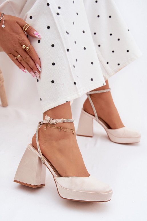 Sandali da donna Su tacchi enormi Typu Słupek Pasek con gli occhi scintillanti colore dorato Seraphina