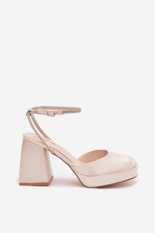 Sandali da donna Su tacchi enormi Typu Słupek Pasek con gli occhi scintillanti colore dorato Seraphina