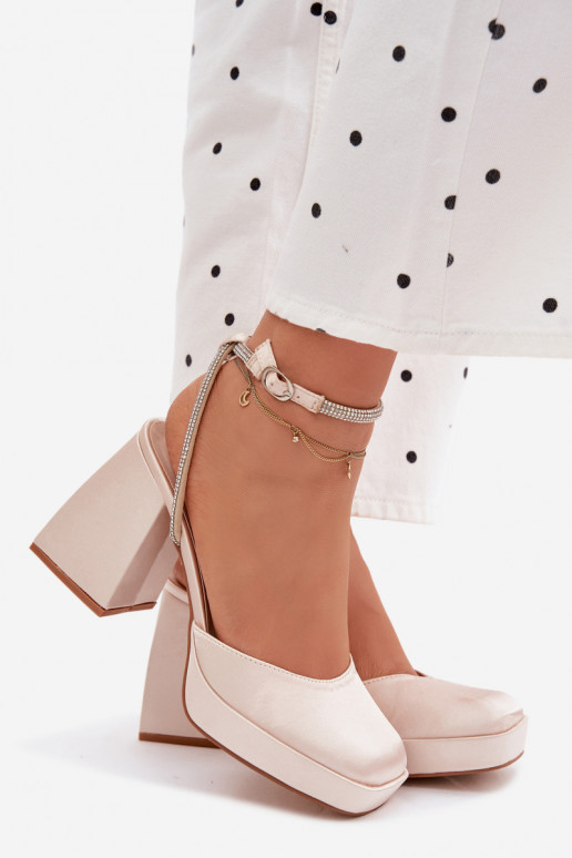 Sandali da donna Su tacchi enormi Typu Słupek Pasek con gli occhi scintillanti colore dorato Seraphina