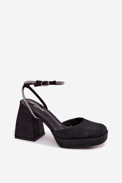 Sandali da donna Su tacchi enormi Typu Słupek Pasek con gli occhi scintillanti colore nero Seraphina