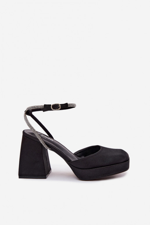 Sandali da donna Su tacchi enormi Typu Słupek Pasek con gli occhi scintillanti colore nero Seraphina