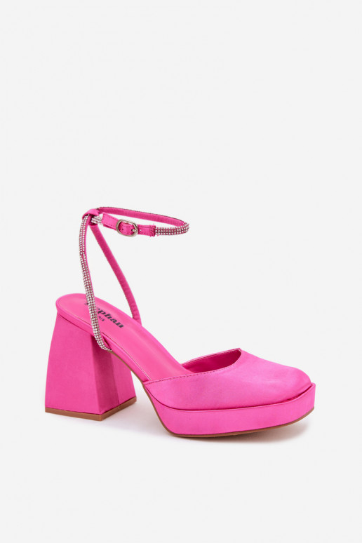 Sandali rosa su tacchi robusti con borchie scintillanti Seraphina