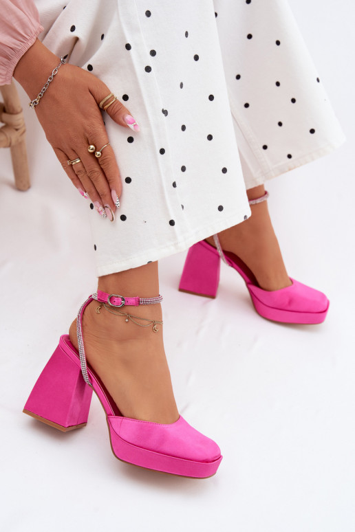 Sandali rosa su tacchi robusti con borchie scintillanti Seraphina
