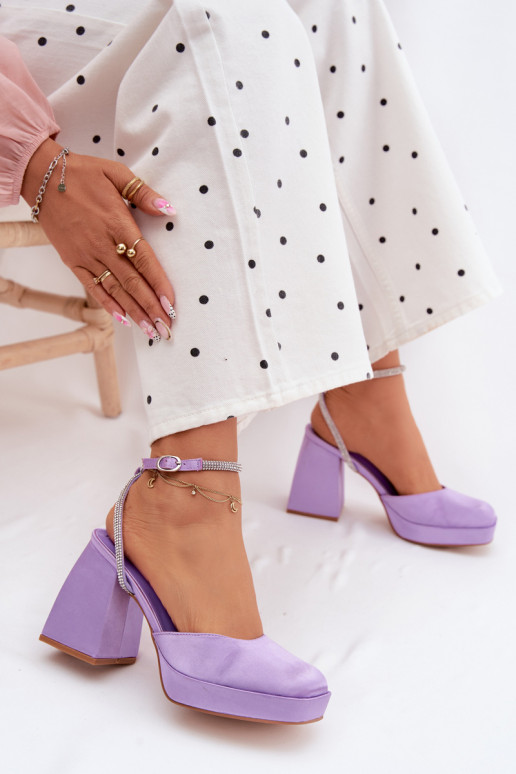 Sandali da donna Su tacchi enormi Typu Słupek Pasek con gli occhi scintillanti Colore viola Seraphina