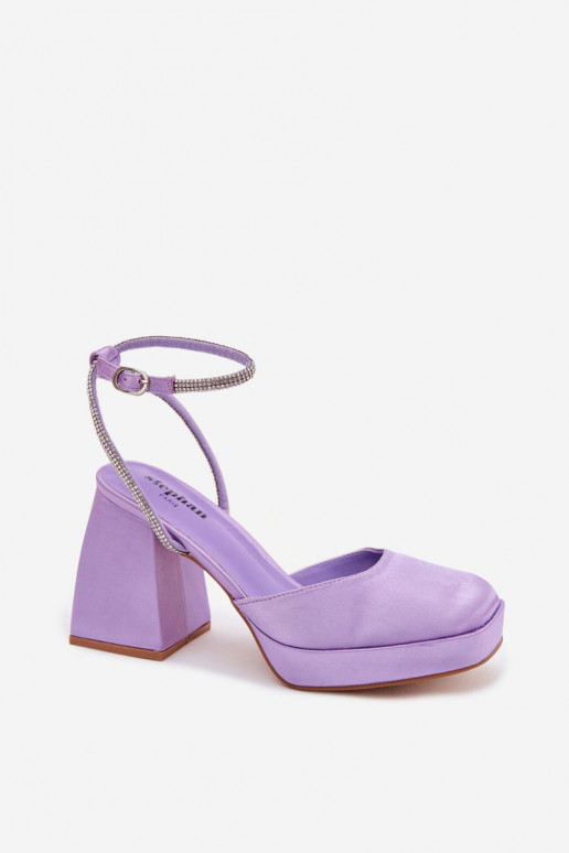 Sandali viola su tacchi robusti con borchie scintillanti Seraphina