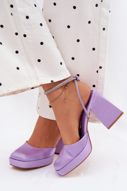 Sandali da donna Su tacchi enormi Typu Słupek Pasek con gli occhi scintillanti Colore viola Seraphina