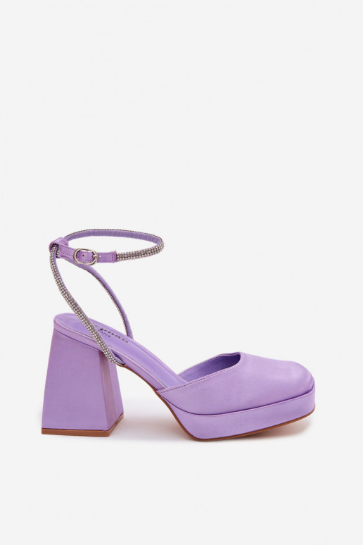 Sandali viola su tacchi robusti con borchie scintillanti Seraphina