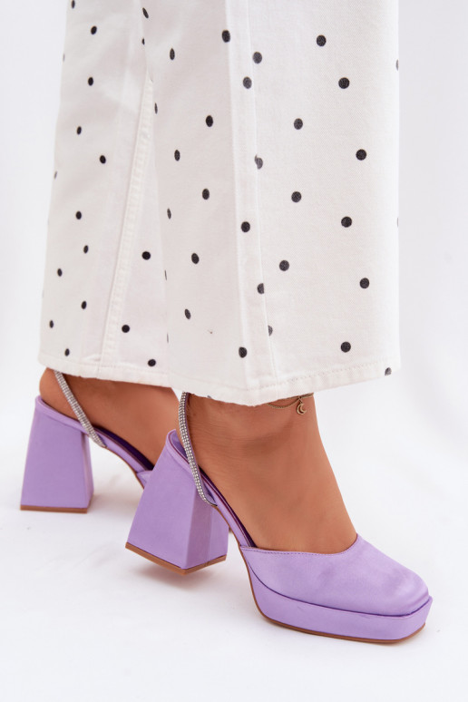 Sandali da donna Su tacchi enormi Typu Słupek Pasek con gli occhi scintillanti Colore viola Seraphina