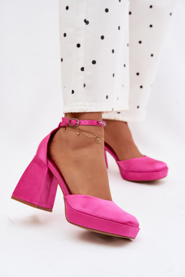 Sandali rosa con tacco e finitura in satin Calistae 2