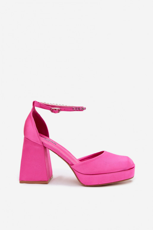 Sandali rosa con tacco e finitura in satin Calistae