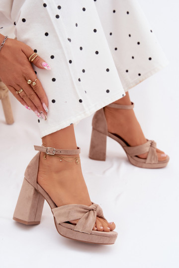 Sandali con tacco alto da donnaImitacji dalla pelle scamosciatau beige Rosetta