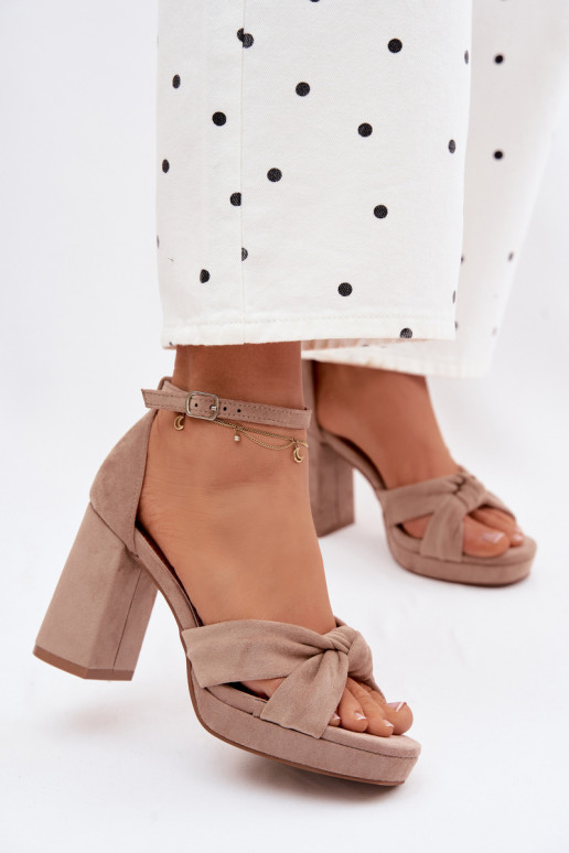 Sandali con tacco alto da donnaImitacji dalla pelle scamosciatau beige Rosetta