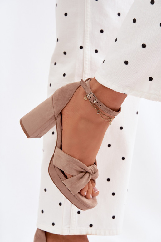 Sandali con tacco alto da donnaImitacji dalla pelle scamosciatau beige Rosetta