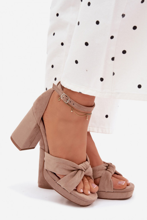 Sandali con tacco alto da donnaImitacji dalla pelle scamosciatau beige Rosetta