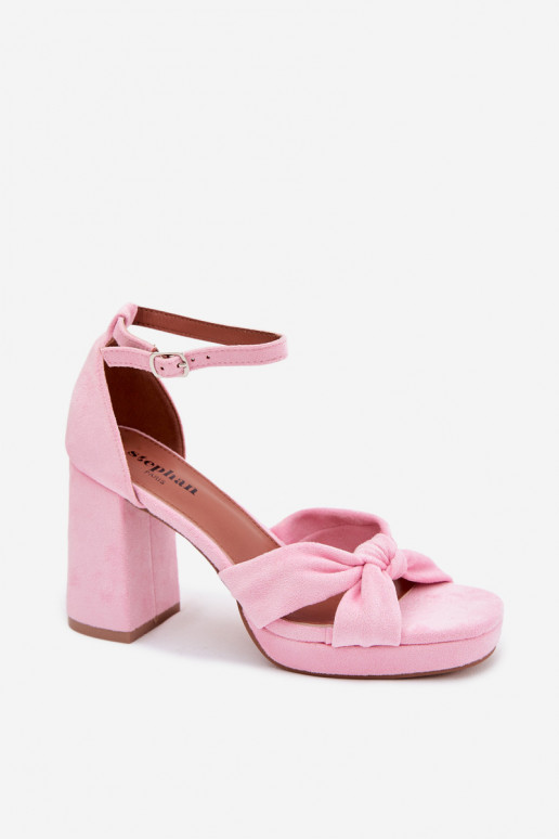 Sandali rosa con tacco alto in suede sintetico Rosetta