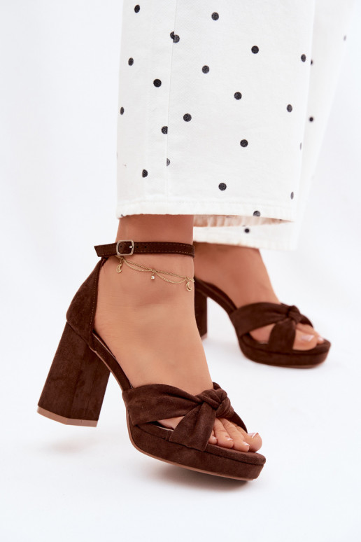 Sandali con tacco alto da donnaImitacji dalla pelle scamosciatau CzekoladoAe Rosetta