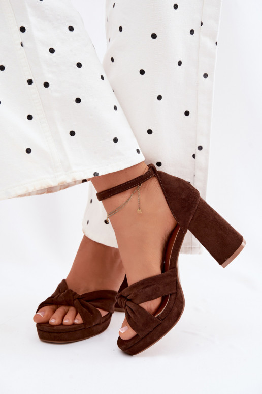 Sandali con tacco alto da donnaImitacji dalla pelle scamosciatau CzekoladoAe Rosetta